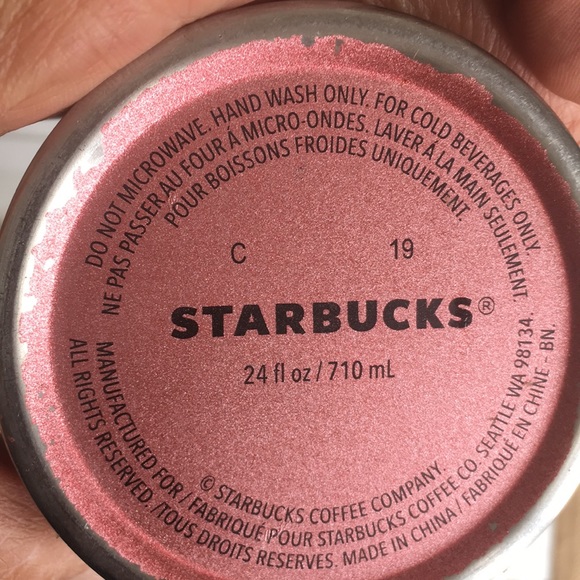 Starbucks 21” Pink Metal Travel Mug 24 fl oz. - Picture 4 of 9
